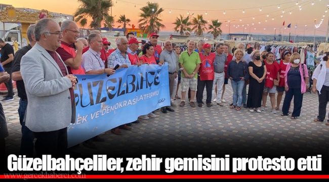 ​​​​​​​Güzelbahçeliler, zehir gemisini protesto etti