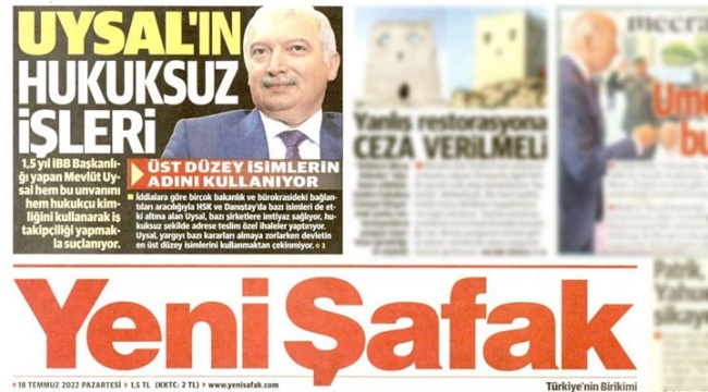 Yeni Şafak’tan Mevlüt Uysal hakkında yolsuzluk haberi