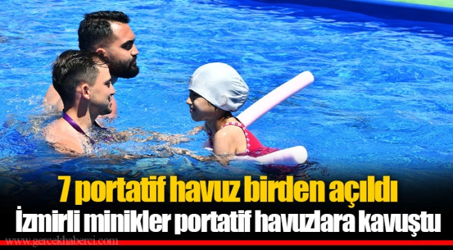 İzmirli minikler portatif havuzlara kavuştu