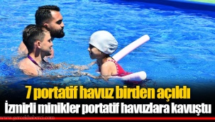 İzmirli minikler portatif havuzlara kavuştu