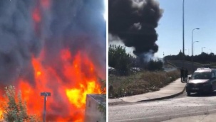 Sancaktepe’de otoparkta 16 ticari araç alev alev yandı