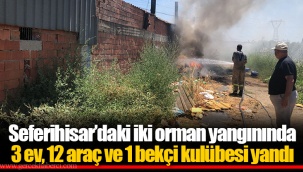 Seferihisar’daki iki orman yangınında 3 ev, 12 araç ve 1 bekçi kulübesi yandı