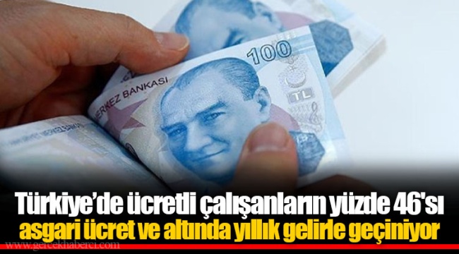 Türkiye’de ücretli çalışanların yüzde 46'sı asgari ücret ve altında yıllık gelirle geçiniyor
