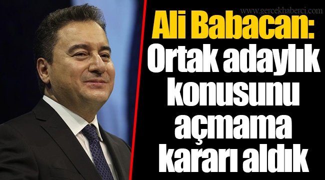 Ali Babacan: Ortak adaylık konusunu açmama kararı aldık