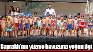 Bayraklı’nın yüzme havuzuna yoğun ilgi