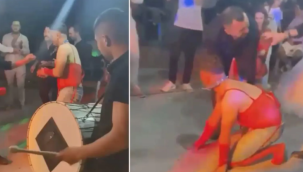Damada kadın iç çamaşırı giydirip tasma taktılar
