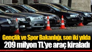 Gençlik ve Spor Bakanlığı, son iki yılda 209 milyon TL'ye araç kiraladı