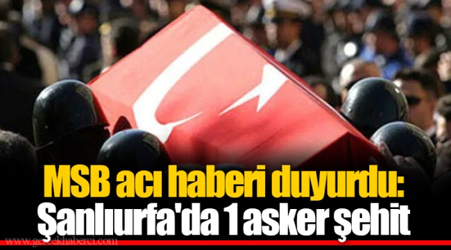 MSB acı haberi duyurdu: Şanlıurfa&#039;da 1 asker şehit