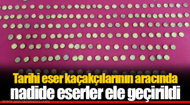 Tarihi eser kaçakçılarının aracında nadide eserler ele geçirildi