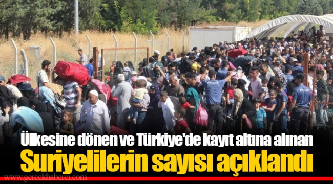 Ülkesine dönen ve Türkiye'de kayıt altına alınan Suriyelilerin sayısı açıklandı