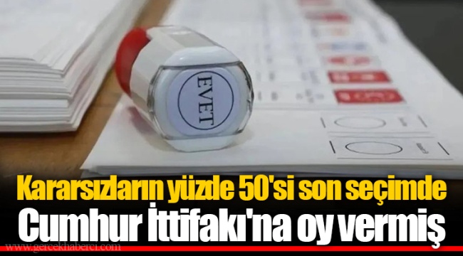 Kararsızların yüzde 50'si son seçimde Cumhur İttifakı'na oy vermiş