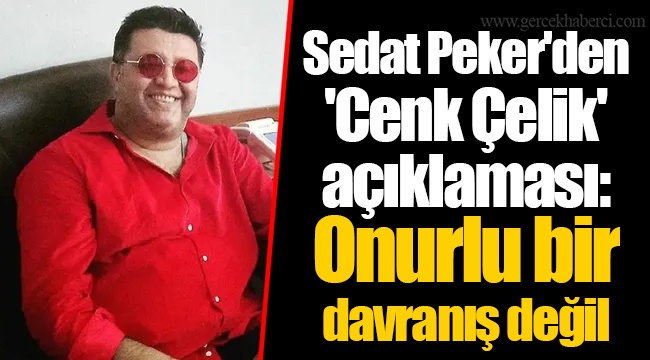 Sedat Peker'den 'Cenk Çelik' açıklaması: Onurlu bir davranış değil