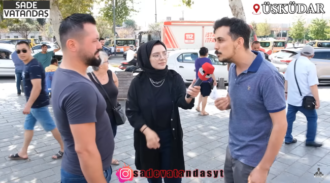 Sokak röportajında muhabirin başörtüsünü eleştiren vatandaşa çevredekilerden 'Meme ucu' yanıtı!