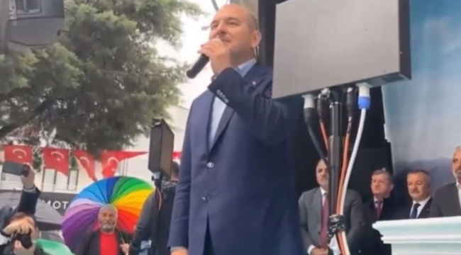 Soylu’nun korumaları, gökkuşağı renkli şemsiyeyi etkisiz hale getirdi!