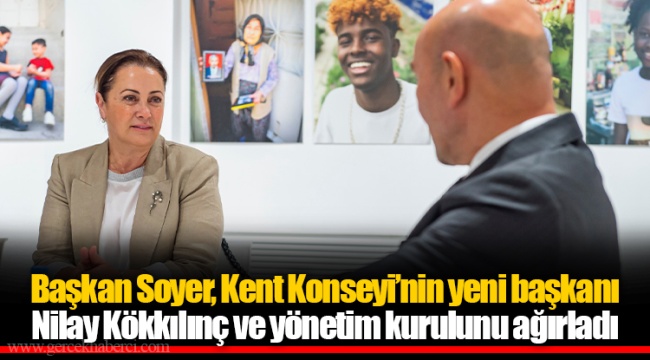 Başkan Soyer, Kent Konseyi’nin yeni başkanı Nilay Kökkılınç ve yönetim kurulunu ağırladı