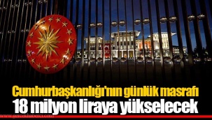 Cumhurbaşkanlığı'nın günlük masrafı 18 milyon liraya yükselecek