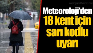 Meteoroloji'den 18 kent için sarı kodlu uyarı