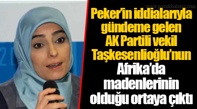 Peker’in iddialarıyla gündeme gelen AK Partili vekil Zehra Taşkesenlioğlu’nun Afrika’da madenlerinin olduğu ortaya çıktı