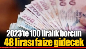 2023’te 100 liralık borcun 48 lirası faize gidecek