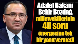 Adalet Bakanı Bekir Bozdağ, milletvekillerinin 40 soru önergesine tek bir yanıt vermedi