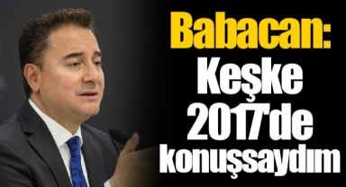 Babacan: Keşke 2017'de konuşsaydım