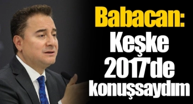 Babacan: Keşke 2017'de konuşsaydım