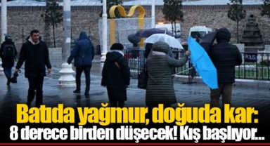 Batıda yağmur, doğuda kar: 8 derece birden düşecek! Kış başlıyor…