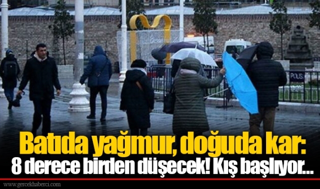 Batıda yağmur, doğuda kar: 8 derece birden düşecek! Kış başlıyor…