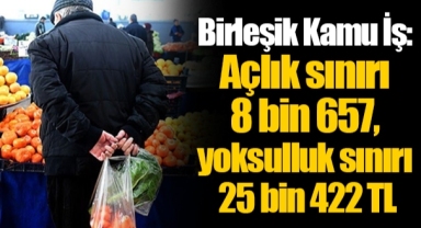 Birleşik Kamu İş: Açlık sınırı 8 bin 657, yoksulluk sınırı 25 bin 422 TL