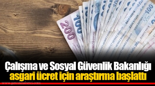 Çalışma ve Sosyal Güvenlik Bakanlığı asgari ücret için araştırma başlattı