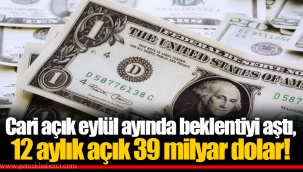 Cari açık eylül ayında beklentiyi aştı, 12 aylık açık 39 milyar dolar!