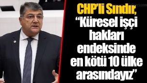 CHP’li Sındır, “Küresel işçi hakları endeksinde en kötü 10 ülke arasındayız”