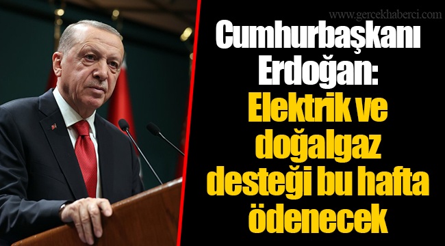 Cumhurbaşkanı Erdoğan: Elektrik ve doğalgaz desteği bu hafta ödenecek