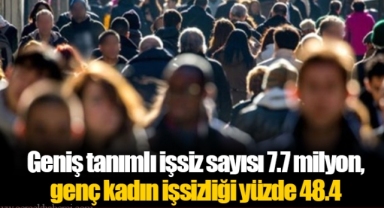 Geniş tanımlı işsiz sayısı 7.7 milyon, genç kadın işsizliği yüzde 48.4