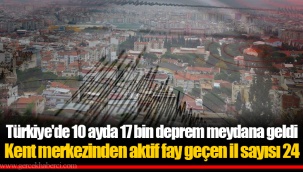 Türkiye'de 10 ayda 17 bin deprem meydana geldi
