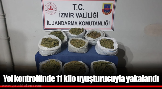 Yol kontrolünde 11 kilo uyuşturucuyla yakalandı