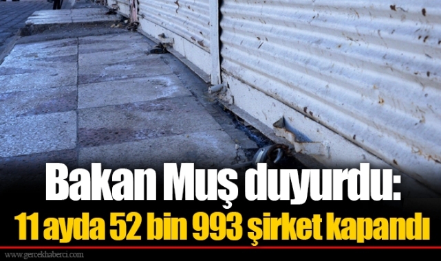 Bakan Muş duyurdu: 11 ayda 52 bin 993 şirket kapandı