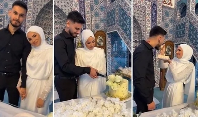 Camide masanın kurulduğu, pastanın kesildiği nikâh sosyal medyada gündem oldu