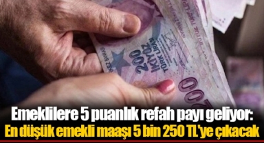 Emeklilere 5 puanlık refah payı geliyor: En düşük emekli maaşı 5 bin 250 TL'ye çıkacak