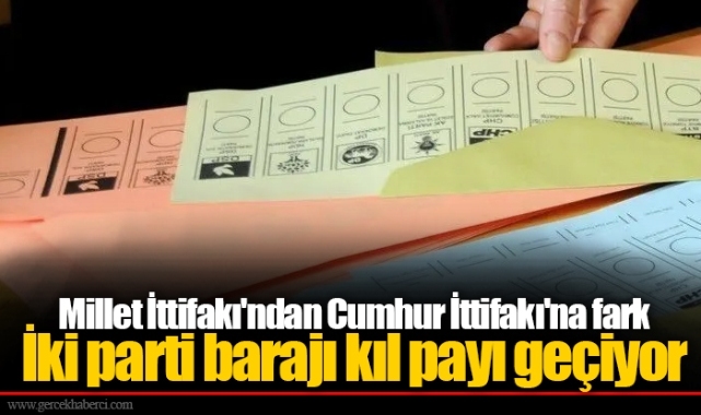 Millet İttifakı'ndan Cumhur İttifakı'na fark...  İki parti barajı kıl payı geçiyor