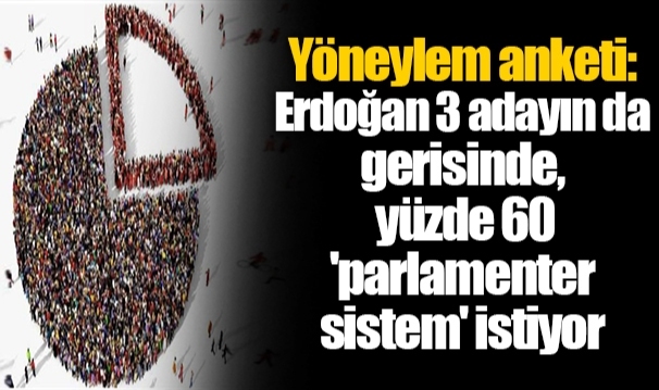 Yöneylem anketi: Erdoğan 3 adayın da gerisinde, yüzde 60 'parlamenter sistem' istiyor