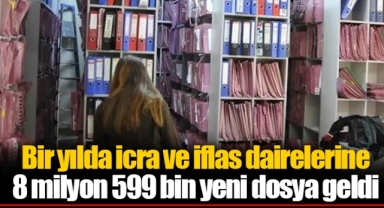 Bir yılda icra ve iflas dairelerine 8 milyon 599 bin yeni dosya geldi