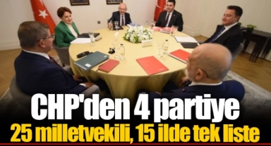 CHP'den 4 partiye 25 milletvekili, 15 ilde tek liste