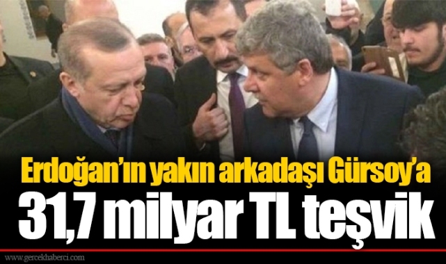 Erdoğan’ın yakın arkadaşı Gürsoy’a 31,7 milyar TL teşvik
