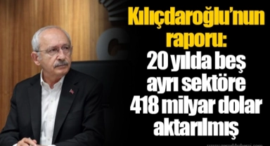Kılıçdaroğlu’nun raporu: 20 yılda beş ayrı sektöre 418 milyar dolar aktarılmış