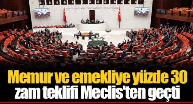 Memur ve emekliye yüzde 30 zam teklifi Meclis'ten geçti