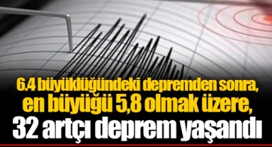 6.4 büyüklüğündeki depremden sonra, en büyüğü 5,8 olmak üzere, 32 artçı deprem yaşandı