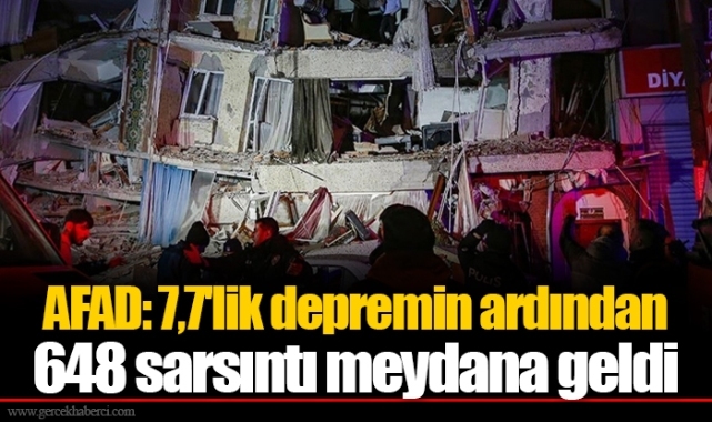 AFAD: 7,7'lik depremin ardından 648 sarsıntı meydana geldi