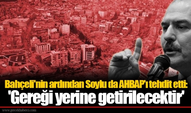 Bahçeli'nin ardından Soylu da AHBAP'ı tehdit etti: 'Gereği yerine getirilecektir'