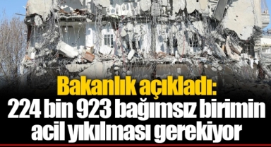 Bakanlık açıkladı: 224 bin 923 bağımsız birimin acil yıkılması gerekiyor